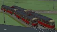 Strassenbahn Tatra T4D und B4D Meterspur Rot-Beige