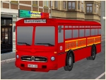 Bahnbus mit unterschiedlicher Beschilderung und Werbung