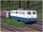 Elektrische Güterzuglokomotive BR 140 der DB in ozeanblau-beiger Farbgebung Epoche IV
