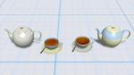 Teekannen und Tassen