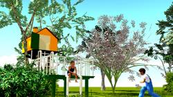  2 Baumh�user und spielende Kinder im EEP-Shop kaufen