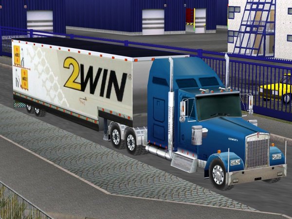 Kenworth-Truck blau mit Trailer 2WIN (HB2425 )