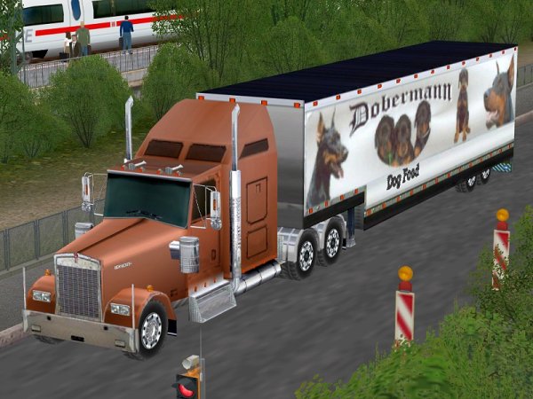 Kenworth-Truck bronze mit Trailer Dobermann (HB2426 )