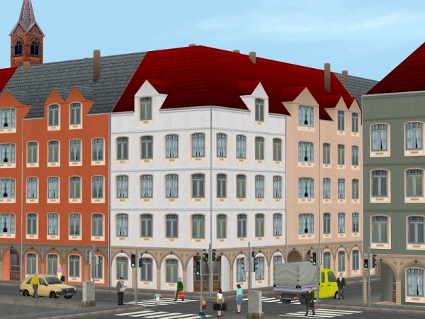 Gebäude mit Hofeinfahrt und Eckgebäude (MS1403 )