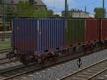 Rostige InnoFreight-Containerwagen mit Container...