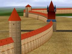 Mittelalterliche Stadtmauer mit Wehrgang