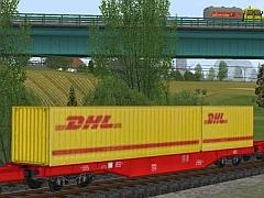 Güterwagenset Container - Sattelzugauflieger DHL