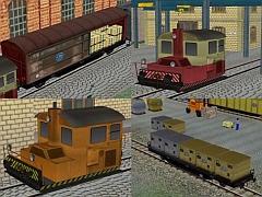 Güterzuggarnitur und 4 Schientraktoren (SB1514 )