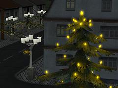 Weihnachtsdekoration und Außenbeleuchtung