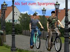 Animierter Fahrradfahrer + Fahrräder als Immobilien
