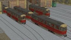 Strassenbahn Tatra T4D und B4D Normalspur Rot-Beige
