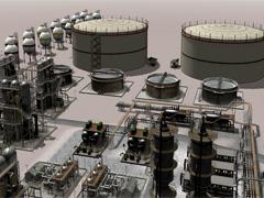 Raffinerie, Tank mit Löschsystem, groß, WS3