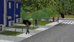 Mnner im Trenchcoat mit und ohne Schirm