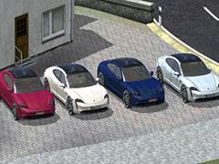 Porsche Taycan Elektroauto mit Panorama-Dach - Farb-Set 2. (V17NDU10132 )