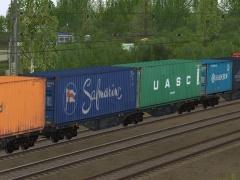 Zweiteilige Containertragwagen Typ Sggrss 80 RailLogix/RRL