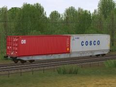 Vierachsiger Containertragwagen Typ Sggnss VTG
