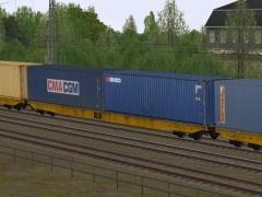 Vierachsiger Containertragwagen Typ Sggnss CLIP