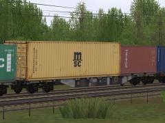 Vierachsiger Containertragwagen Sgnss 735 DBAG