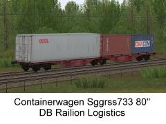 Zweiteiliger Containertragwagen Sggrss733 DBAG Set1 (V60NDB10489 )