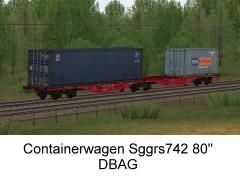 Zweiteiliger Containertragwagen Sggrs742 DBAG Set1