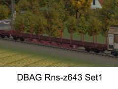 Vierachsige Flachwagen Typ Rns-z 643 DBAG Set1 (V60NDB10515 )