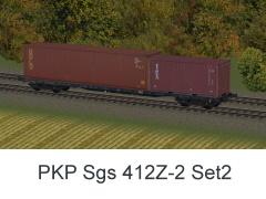 Vierachsiger Containertragwagen Typ Sgs 412Z PKP Set2 (V60NDB10518 )