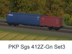 Vierachsiger Containertragwagen Typ Sgs 412Z-Gn PKP Set3 (V60NDB10519 )