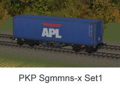 Vierachsiger Containertragwagen Typ Sgmmns-x PKP Set1