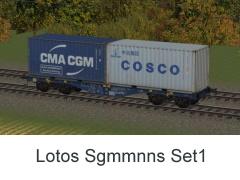 Vierachsiger Containertragwagen Typ Sgmmnss Lotos Set1