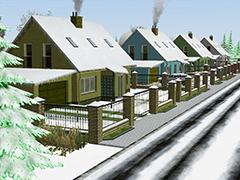 Moderne Einfamilienhäuser mit Umfriedung in Winter-Ausführung. 72 Modelle im Set. (V70NDU10025 )