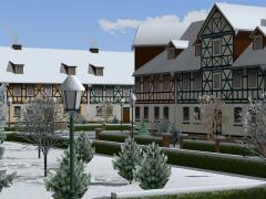 Großes Fachwerk-Häuser-Set mit Zubehör - Winterausführung (V70NHS10002 )