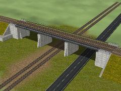 Zweigleisige Eisenbahnbrücke (Stahltrog) als Baukasten (V80NLD10004 )