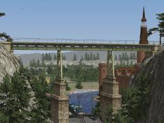 Gerüstpfeilerviadukt mit eingleisiger Balkenbrücke