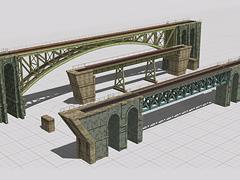 Zwei Eisenbahnbrücken und ein -Viadukt im Sparset (V80NSM20066 )